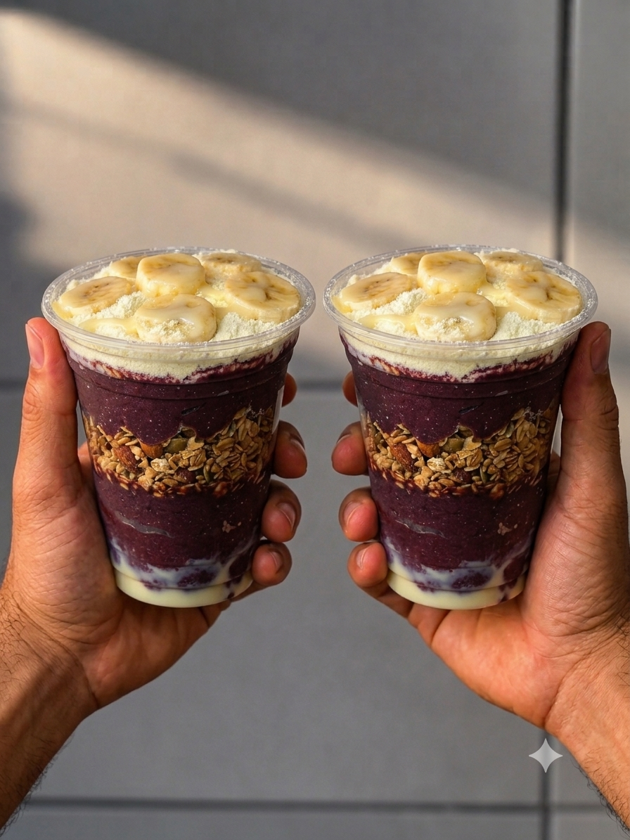 Combo 2 Açaís 300ml | Banana, Granola, Leite em Pó e Leite Condensado