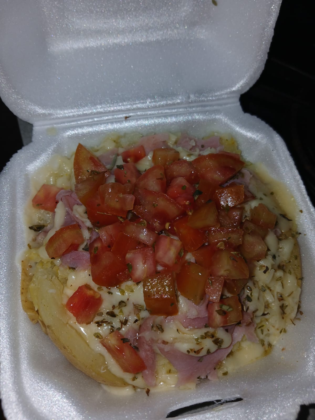 Batata recheada de pizza 