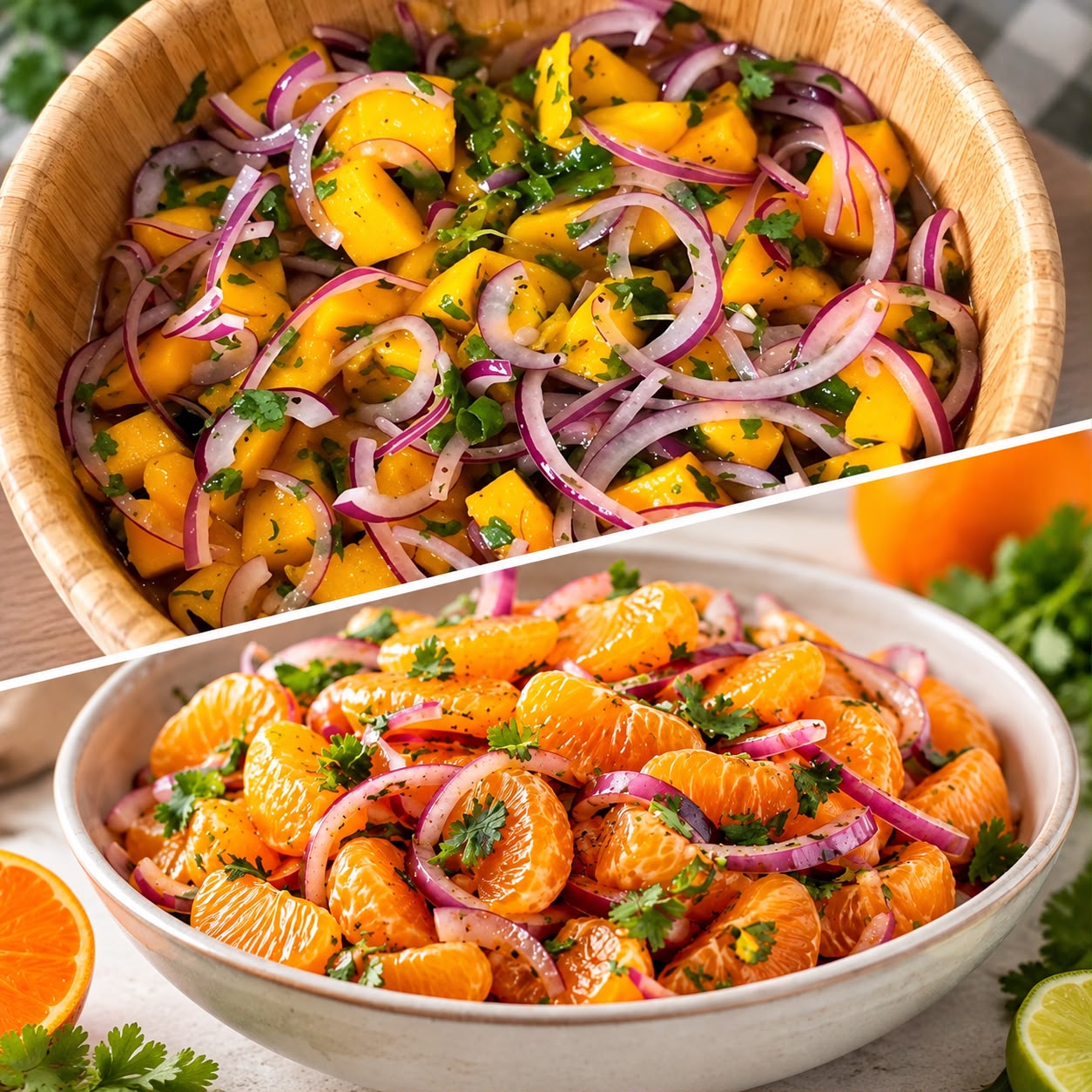 Salada Refrescante e Tropical - de Manga ou de Tangerina