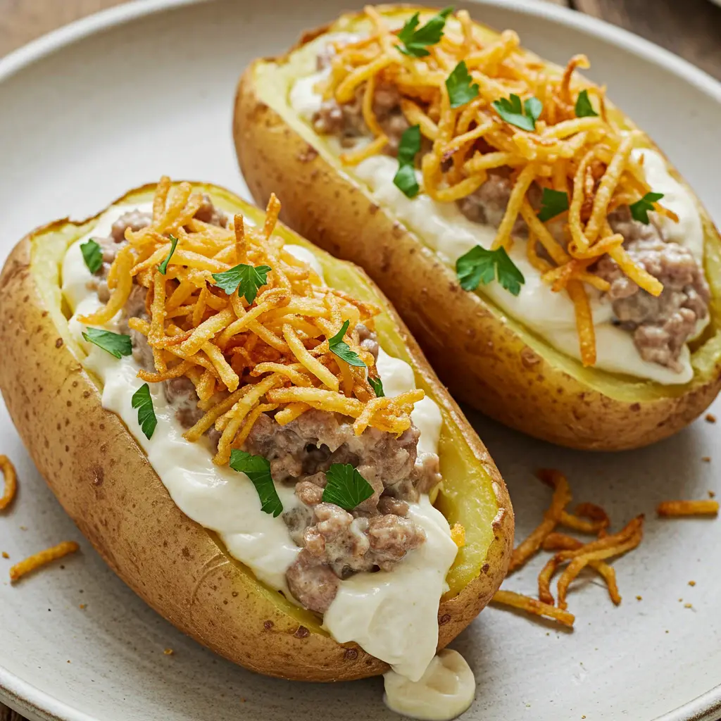 Batata Recheada Molho Bolonhesa